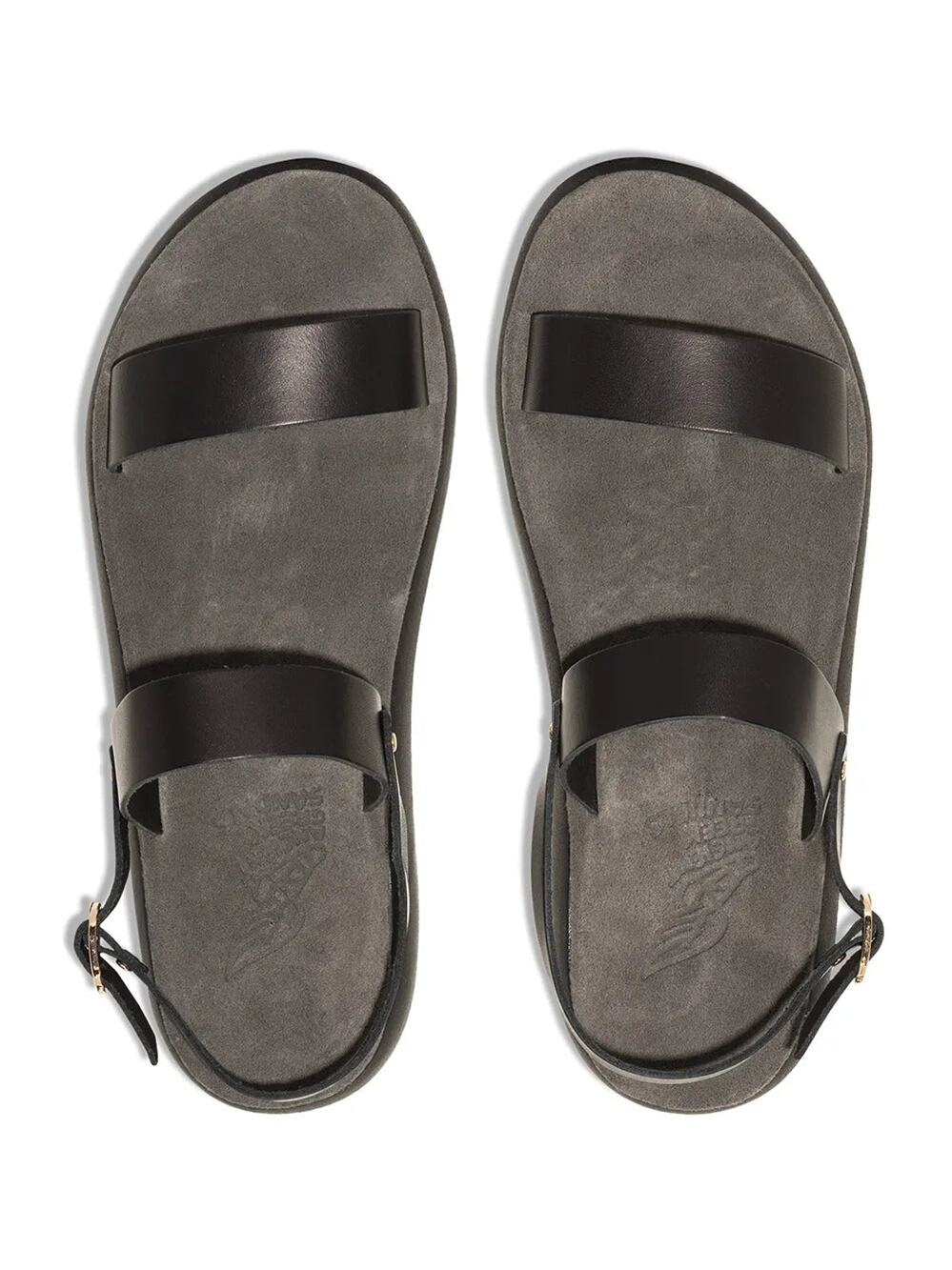 Ancient Greek Sandals Clio Leather Slip On Comfort Flat Sandals Black Women US 9